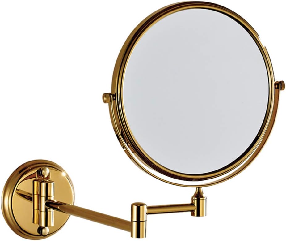 LCARY Two-Sided Wall Mounted Beauty Mirror 3X Magnification 8inch Gold