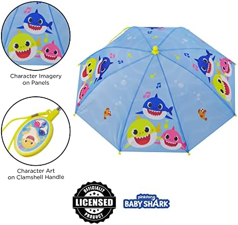 Nickelodeon Boys Umbrella and Poncho Raincoat Set with Baby Shark Design
