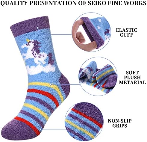 SDBING Kids Fuzzy Socks for Boys Girls Non-Slip Comfy and US-Made