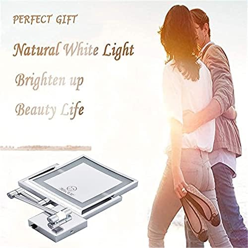 LCARY Wall Mounted Makeup Mirror LED 8 Inch Black