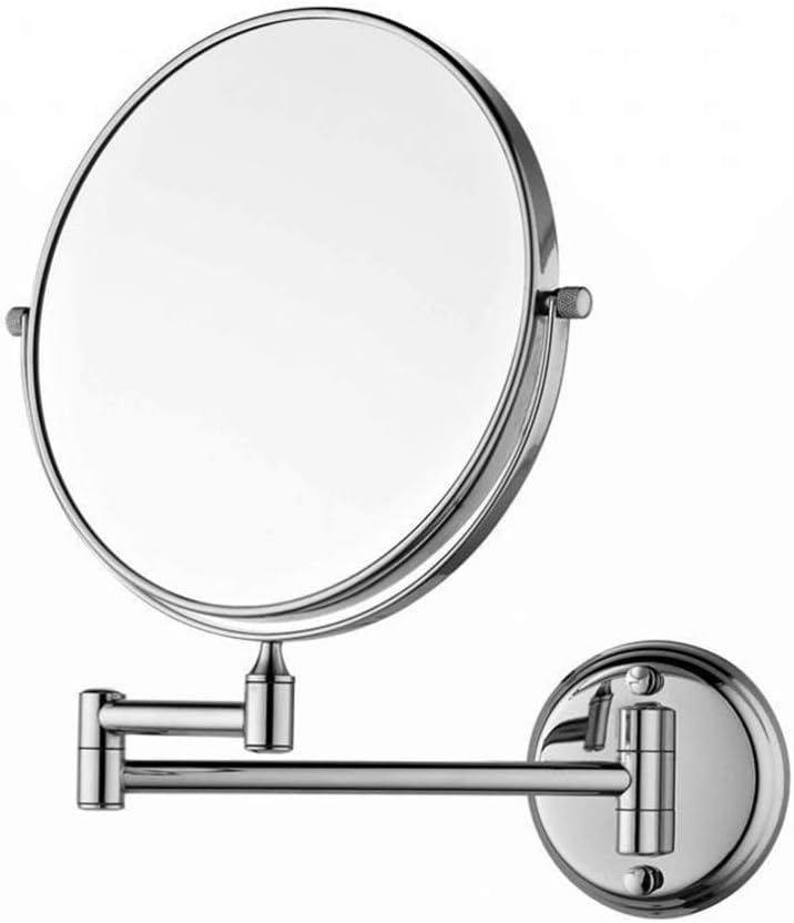 LCARY 3X Magnification Wall Mirror Vanities Two-Sided Swivel Extendable 360 MakeUp Vanity Mirror Silver