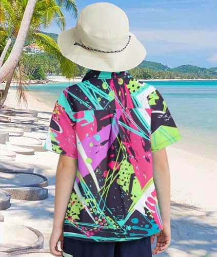 Uidezone Boys Hawaiian Shirts Novelty Printed Funky 7-14T