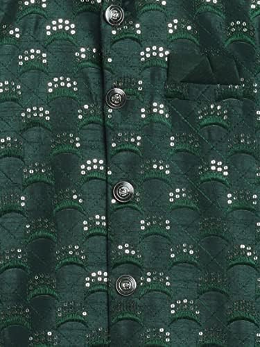 AHHAAAA Kids Ethnic Cotton Silk Blend Sequin Print Indo-Western Sherwani Set for Boys