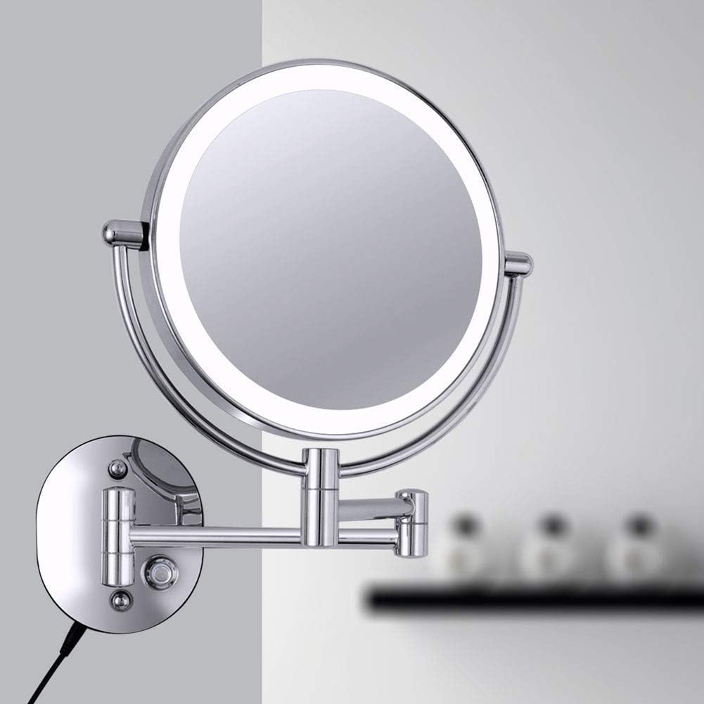 Wall Mount LED Makeup Mirror 5X Magnifying 8-Inch Double Sided Vanity Mirror with 360 Swivel UK Plug