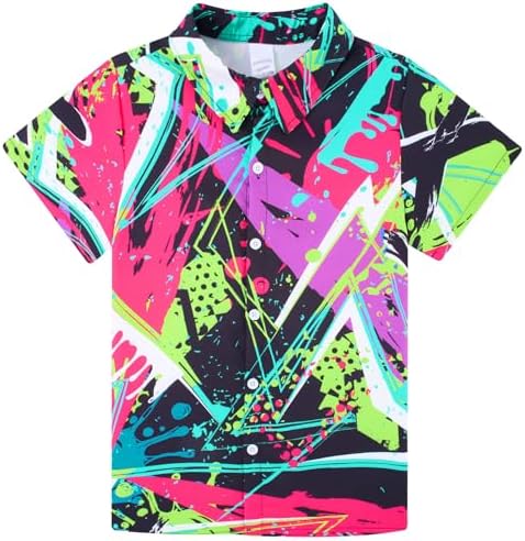 Uidezone Boys Hawaiian Shirts Novelty Printed Funky 7-14T
