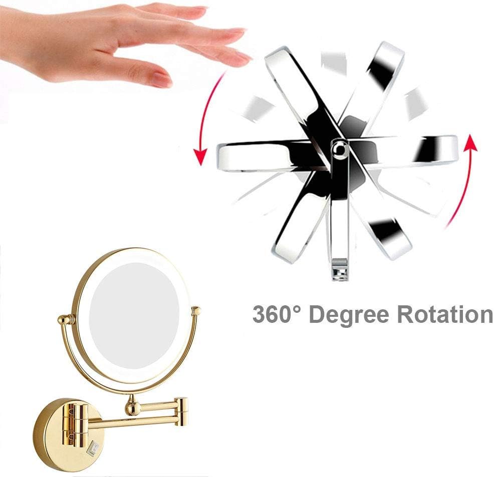 Wall Mounted Makeup Mirror with LED Light and Magnification 1