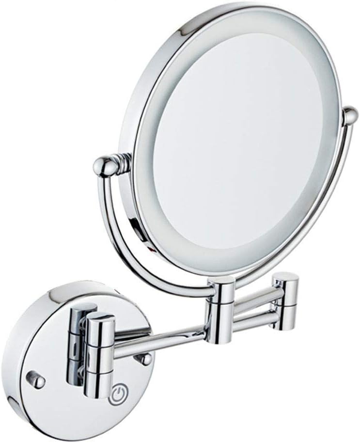 8 Inch Two-Sided Swivel Makeup Mirror with LED Light and Magnification