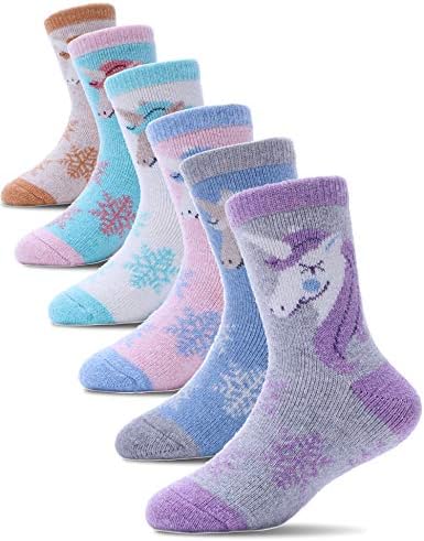 ProEtrade Thick Thermal Wool Socks for Kids 6 Pack