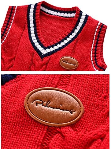 Boys V Neck Cable Knit Sweater Vest School Uniform