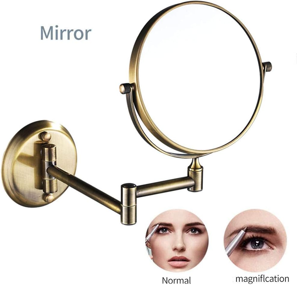 Durable Double-Sided 8-Inch Makeup Mirror Wall-Mounted with Magnification 360-Degree Swivel Extendable Arm