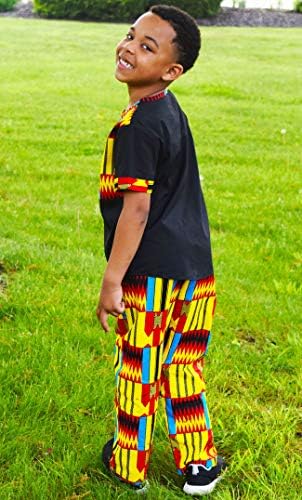 SHENBOLEN Boys African Print Kente Suit Set