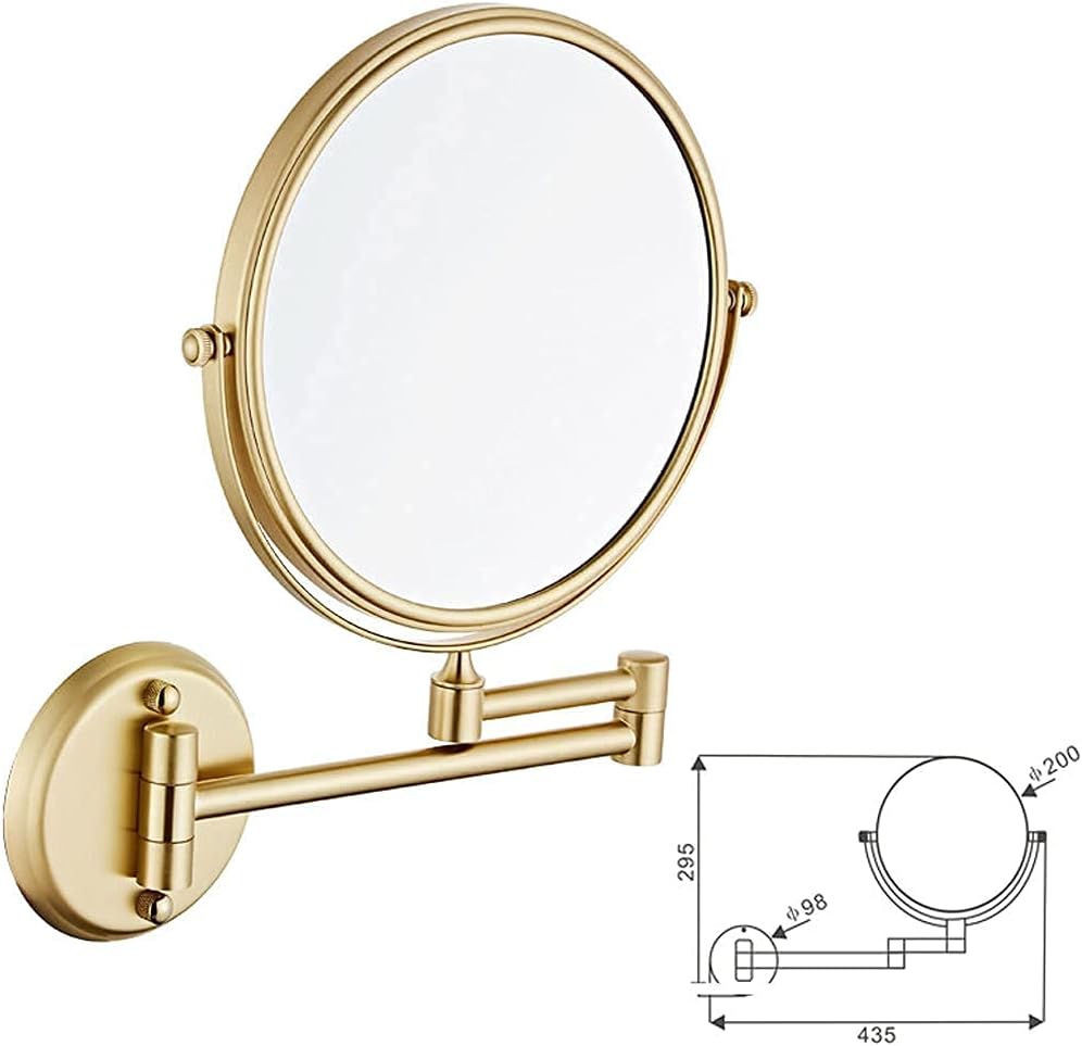 DEIHGE 5X Magnifying Vanity Mirror Double-Sided Wall-Mounted Brushed Gold