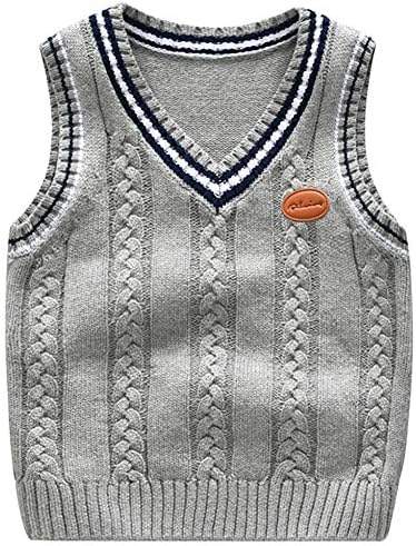 Achiyi Boys Cable Knit V-Neck Sweater Vest