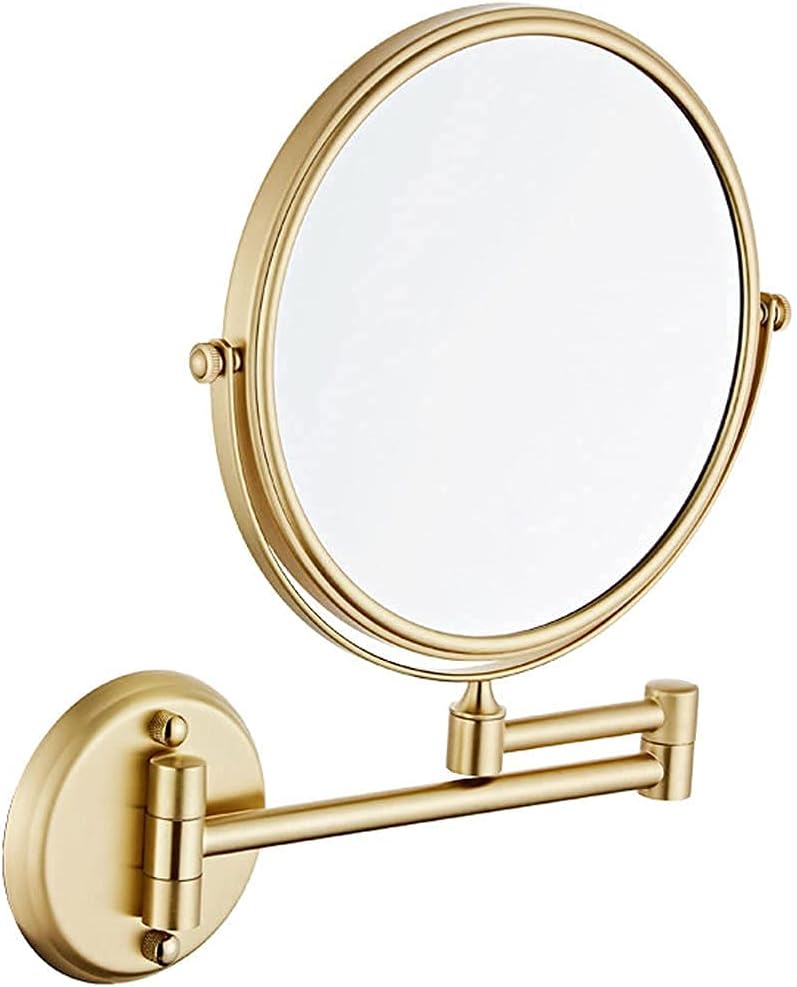 DEIHGE 5X Magnifying Vanity Mirror Double-Sided Wall-Mounted Brushed Gold