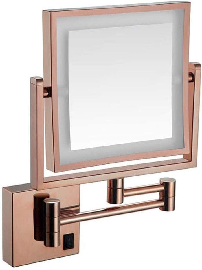 DEIHGE Square Double-Sided LED Makeup Mirror Wall Mounted Vanity Mirror with Light