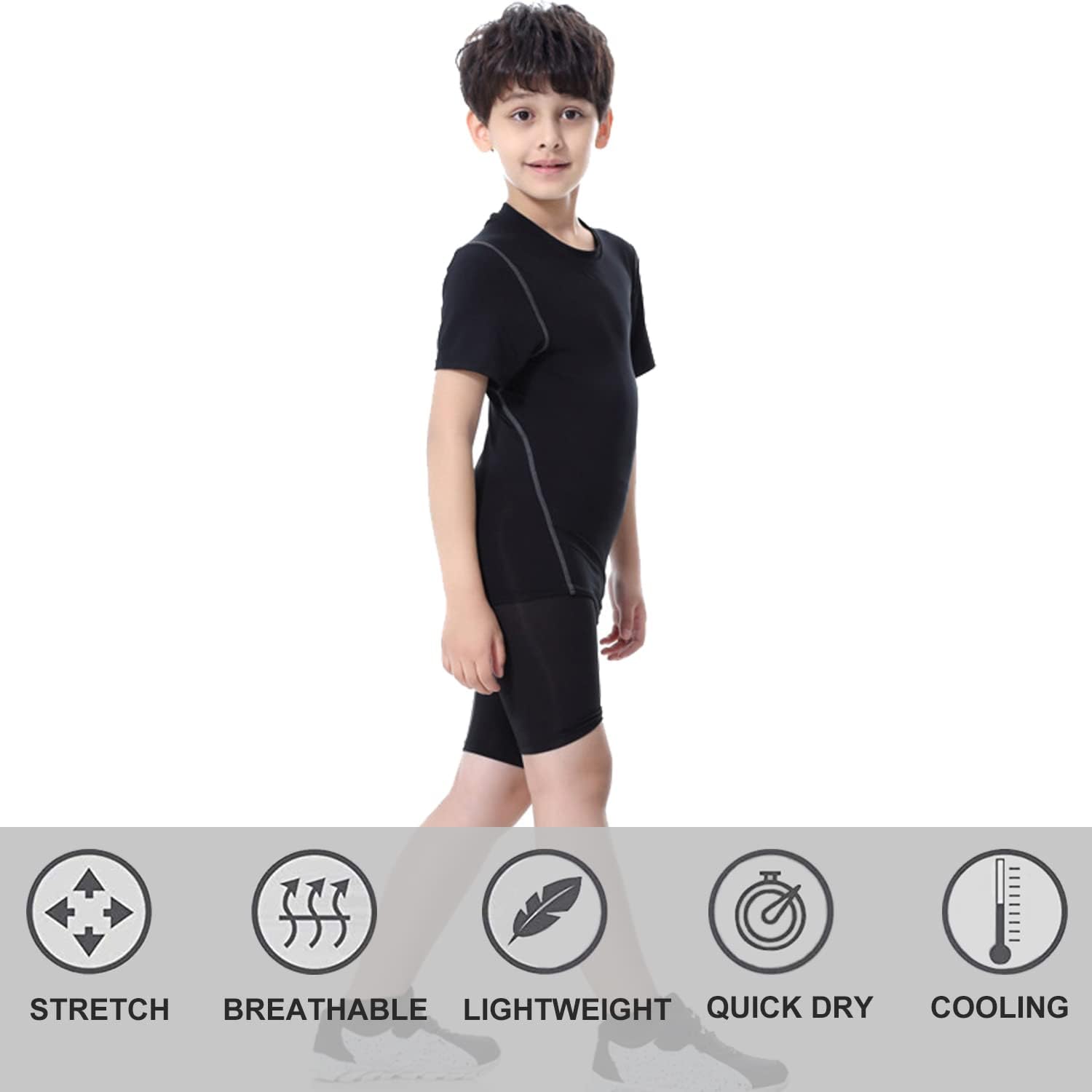 boys compression shirt for activity breathable athletic wear 4-way stretch for comfort and performance