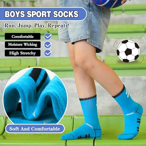6 Pairs Kids Boys Socks for Outdoor Sports