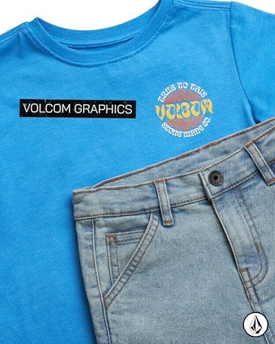 Volcom Boys Casual Shorts Set Graphic T-Shirt Denim Shorts - Perfect for Summer