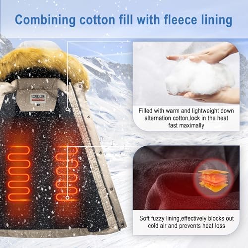Wulful Boys Winter Coat Waterproof Fleece Lined Parka Jacket
