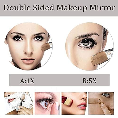 DEIHGE 5X Magnifying Vanity Mirror Double-Sided Wall-Mounted Brushed Gold