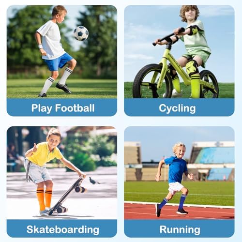 3 Pairs Striped Knee High Soccer Socks for Kids 6-12 Years