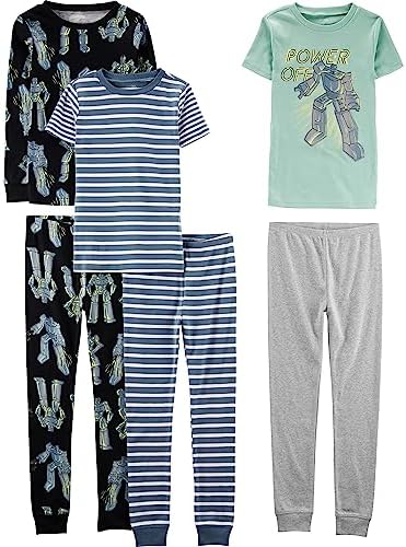 Simple Joys by Carters Boys 6-Piece Pajama Set for Growing Boys Snug Fit and Spuffy Designs