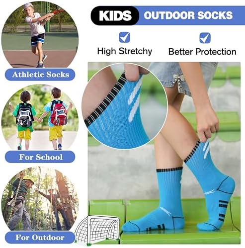 6 Pairs Kids Boys Socks for Outdoor Sports