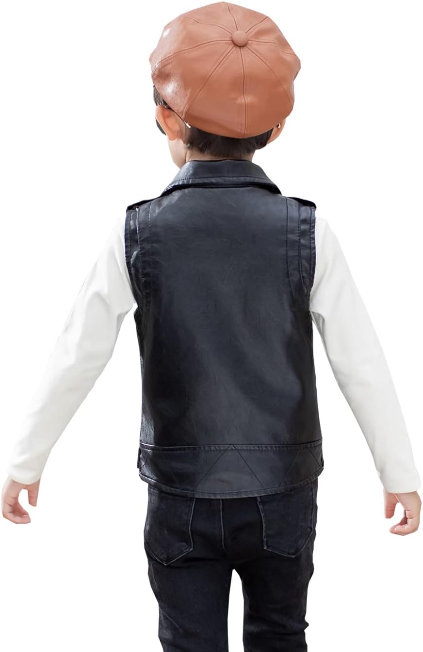 Kids Faux Leather Vest Jacket for Boys Girls