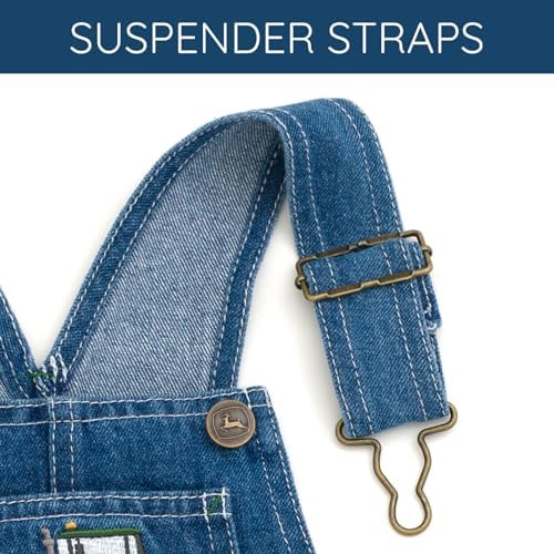 John Deere Denim Square Neck Short Overalls for Boys 2T to 7-8