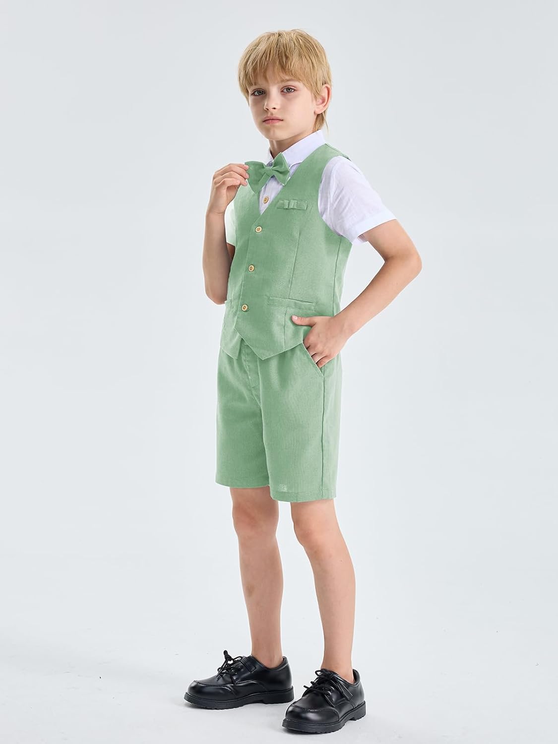 LOLANTA Boys Linen Suit 4-Piece Summer Outfit for Beach Graduation