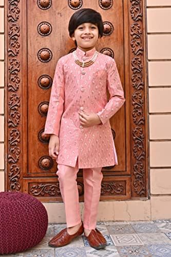 AHHAAAA Silk Blend Kids Party Wear Sherwani Set for Boys