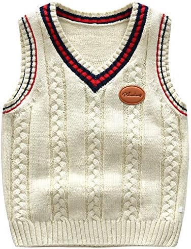 Back to School Boys sweater vest Kids uniform 100 cotton cable knit v-neck vest perfect for daily wear and casual life