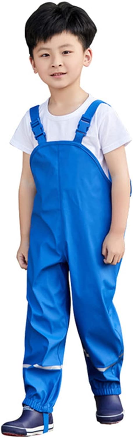 Boys Girls Waterproof Rain Bib Pants Overalls for Toddlers and Kids Waterproof Windproof Breathable 10-12 Years