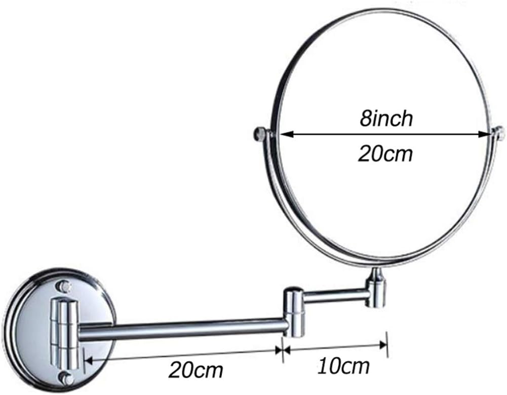 LCARY 3X Magnification Wall Mirror Vanities Two-Sided Swivel Extendable 360 MakeUp Vanity Mirror Silver