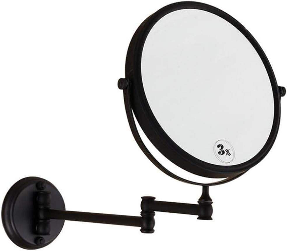 Two-Sided Vanity Mirror 3X Magnification Extendable Swivel 360 Wall-Mounted Beauty Mirror