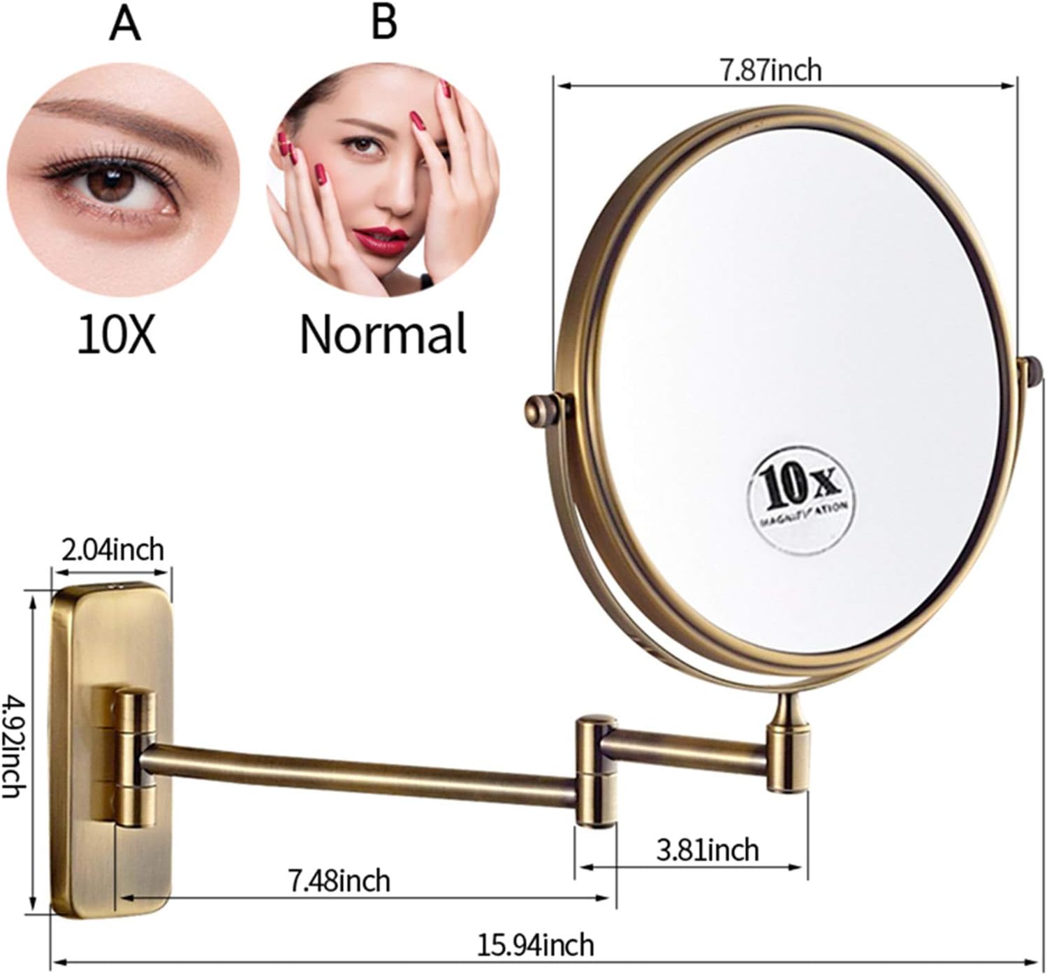 NOVOCE 8 Inch Adjustable Makeup Mirror With 7X Magnification