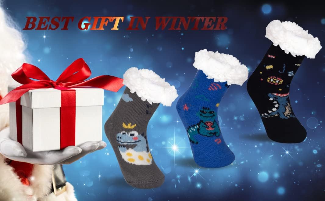 FENELY Winter Fuzzy Slipper Socks for Kids