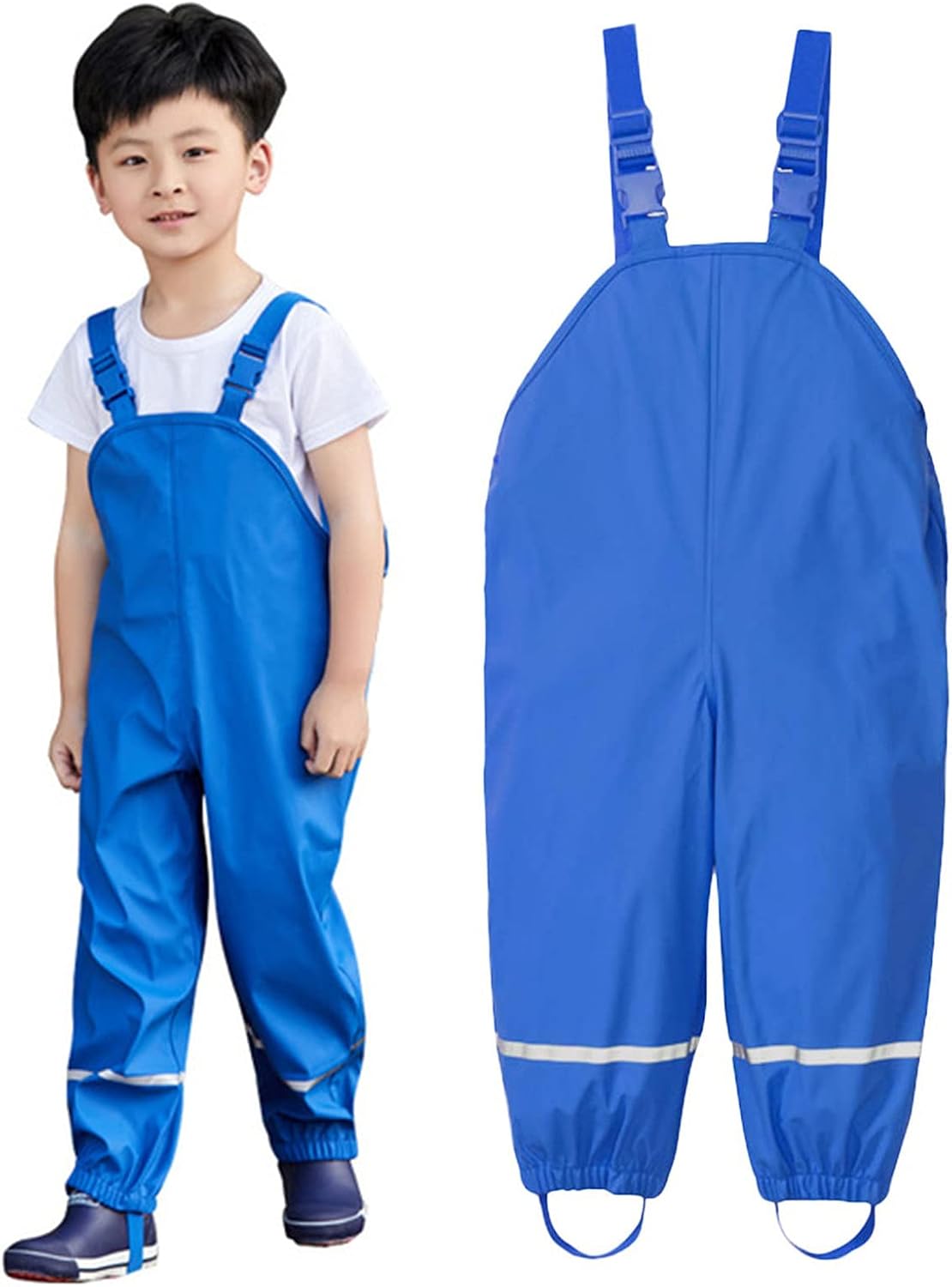 Boys Girls Waterproof Rain Bib Pants Overalls for Toddlers and Kids Waterproof Windproof Breathable 10-12 Years