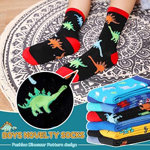 SeeyAN Boys Socks 6 Pair Funny Cartoon Space Dinosaur Crazy Socks
