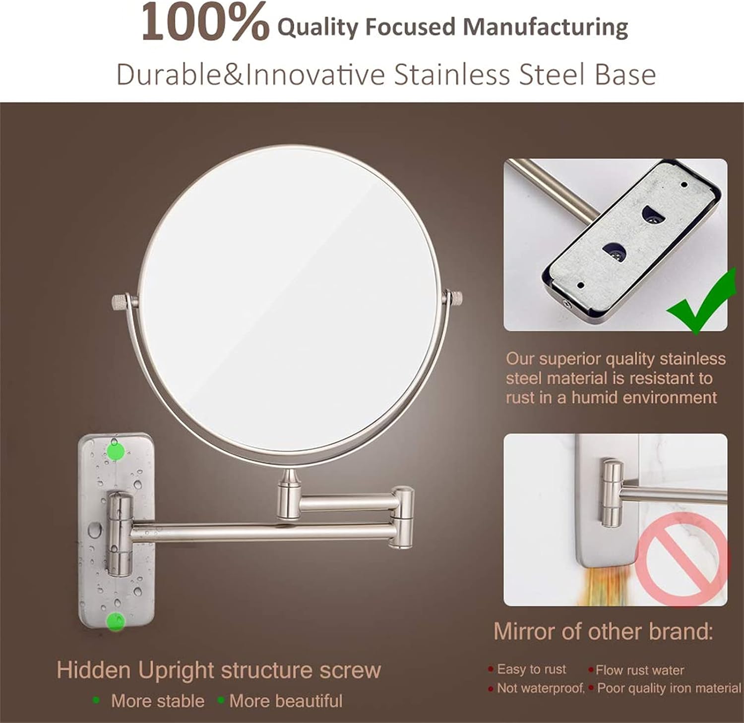 Elegance Precision NOVOCE Double-Sided Shaving Makeup Mirror with 7X Magnification