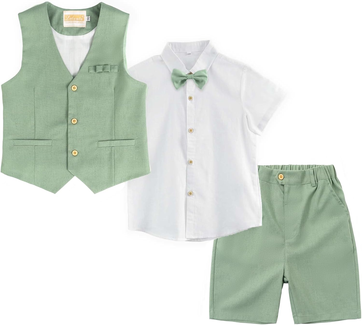 LOLANTA Boys Linen Suit 4-Piece Summer Outfit for Beach Graduation