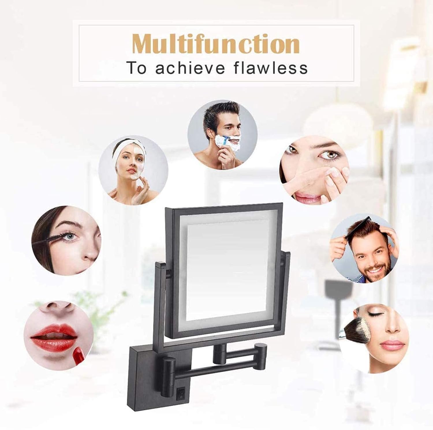 8-Inch LED Wall-Mounted Makeup Mirror