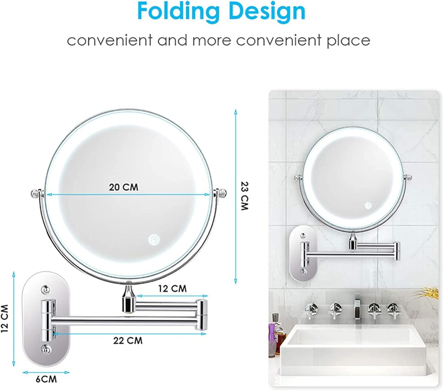 Wall-Mounted Double-Sided Makeup Mirror