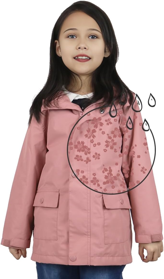 Wooksmi Kids Rain Jacket - Waterproof Windproof for Boys Girls Stay Dried Style
