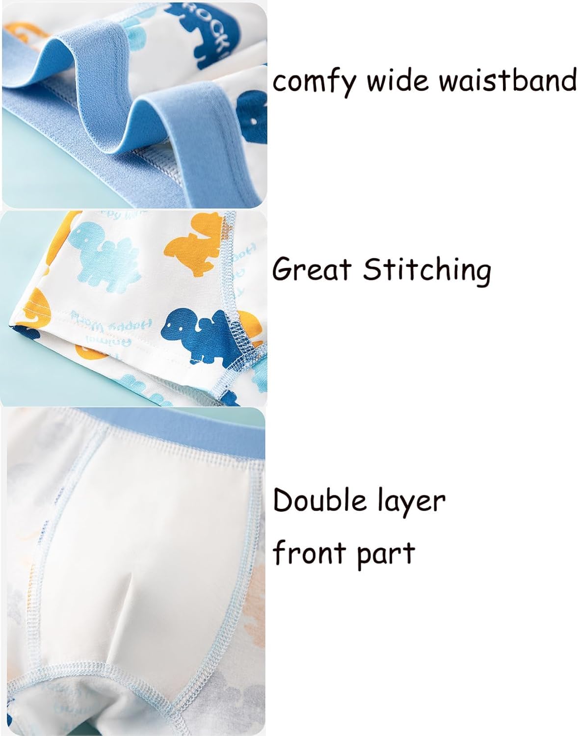 CHUNG Toddler Boys Soft Cotton Boxer Briefs Dinosaur Pattern Pack