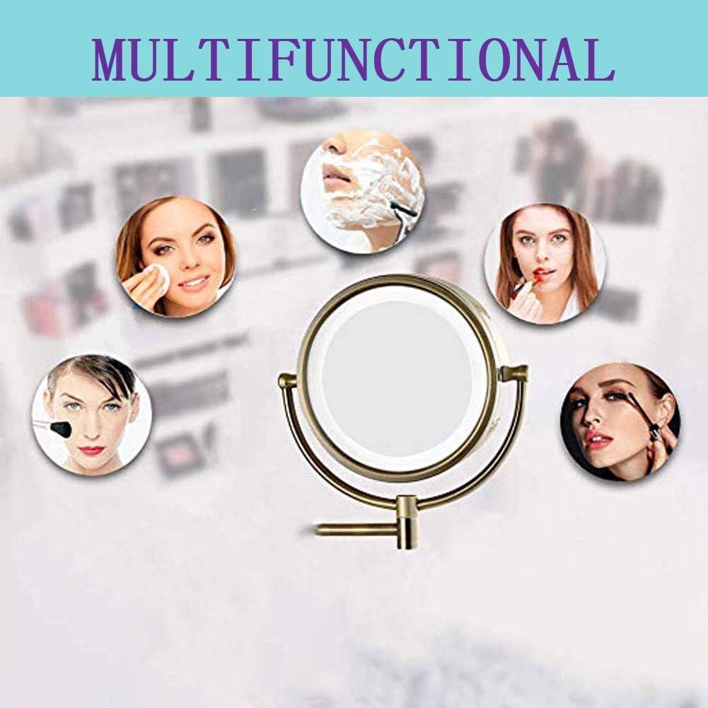 10X Magnifying Wall Mounted Makeup Mirror with LED Light Chrome Black
