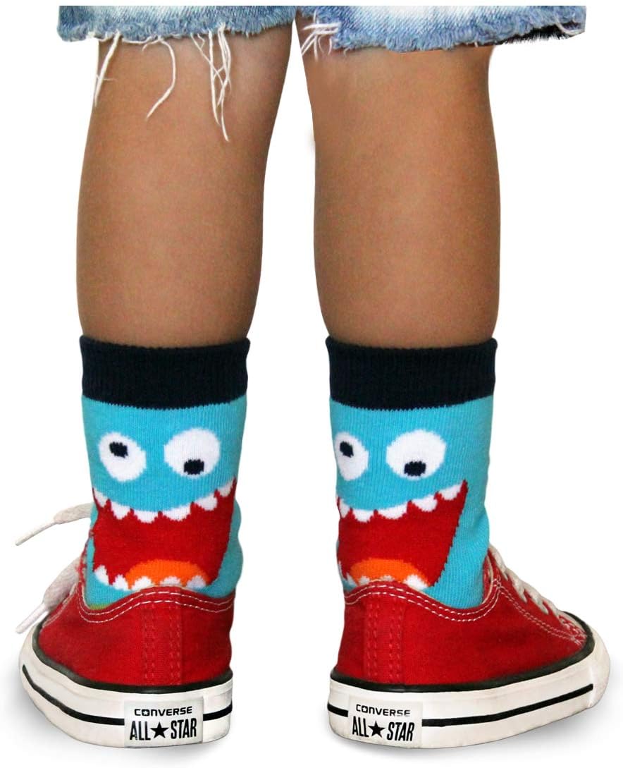 Jefferies Socks Boys Monster Pattern Crew Socks 6 Pair Fun Starts Here