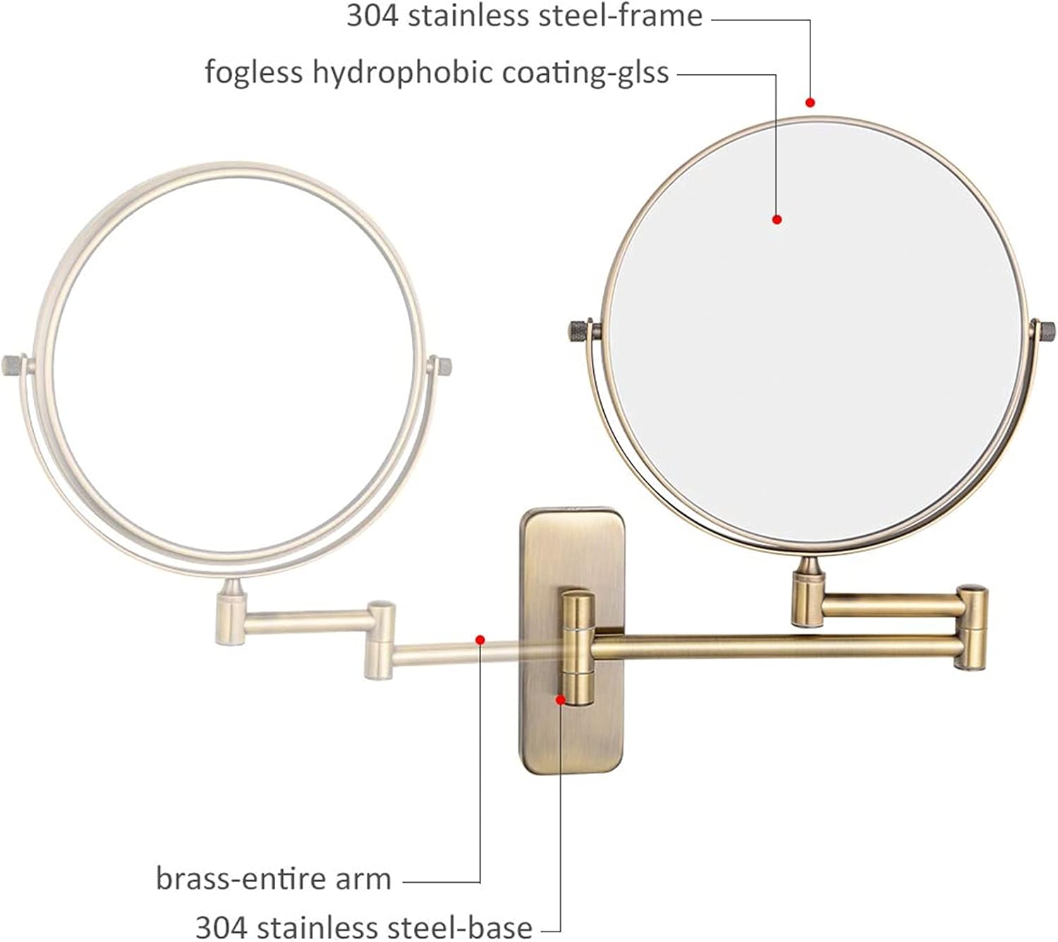 NOVOCE 8 Inch Adjustable Makeup Mirror With 7X Magnification