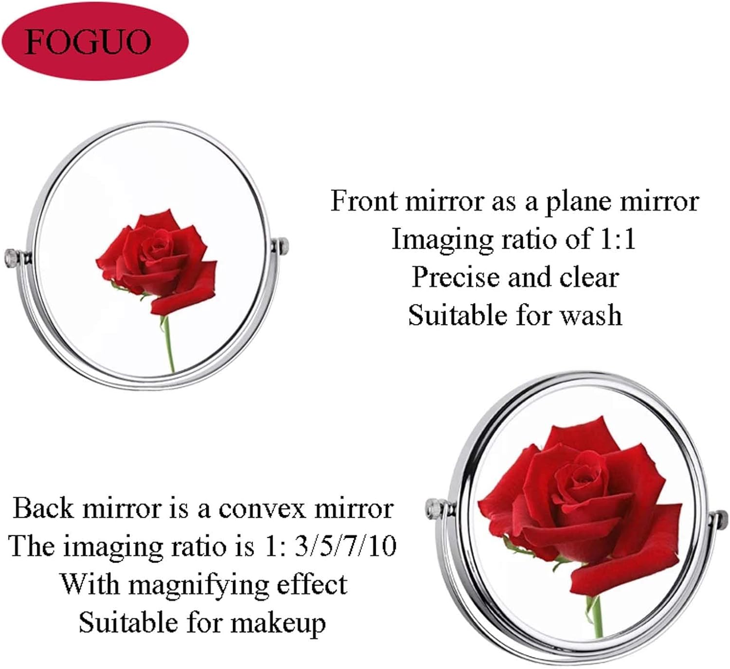 Wall-Mounted Double-Sided Makeup Mirror with 360 Swivel 3x Magnification for Bathroom