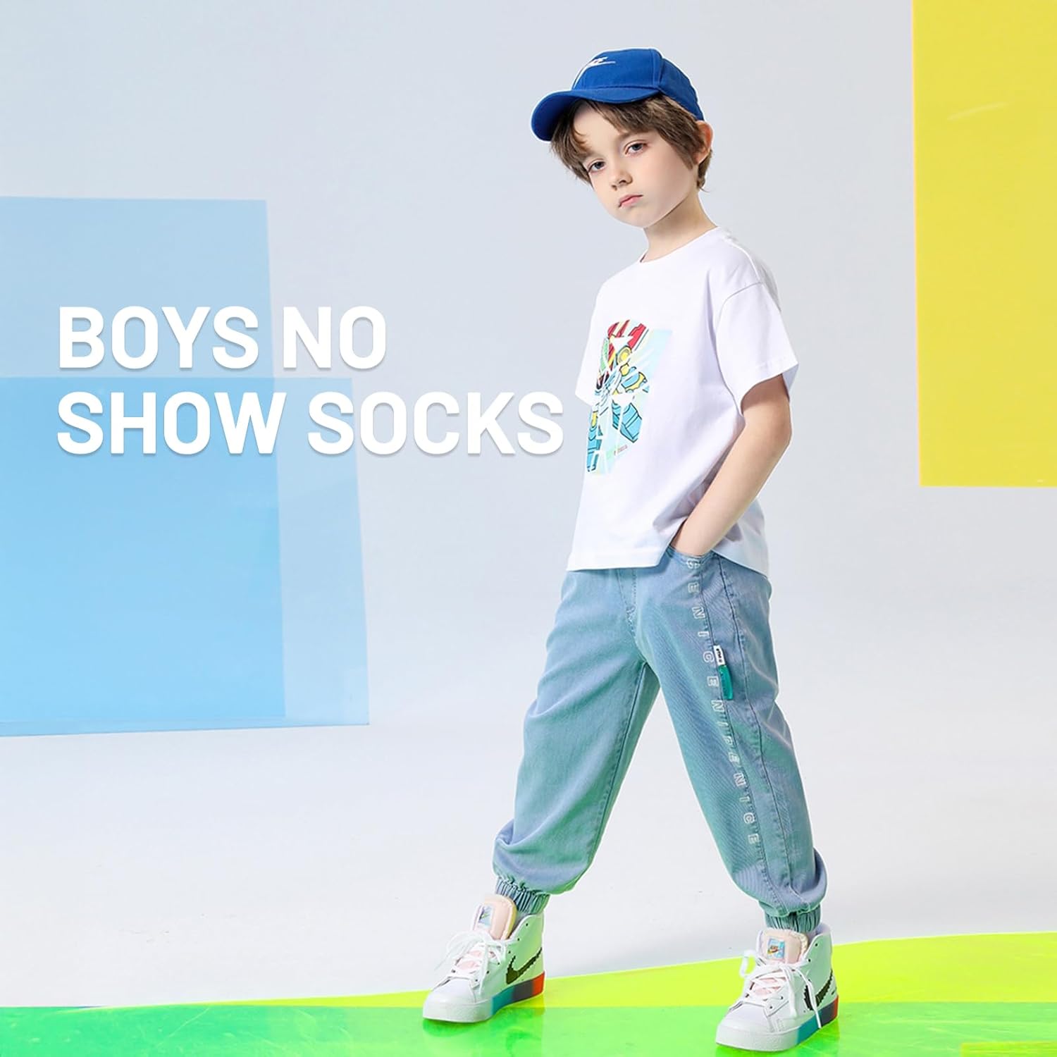 Comfoex Boys Socks - Comfortable Arch Support Non-Slip 10 Pairs